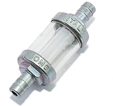 OMG 10315D Benzinfilter - Massive Metallausführung Kraftstofffilter - Durchmesser 8 mm Anschluss - Diverse Mokick und Motorrad-Modelle