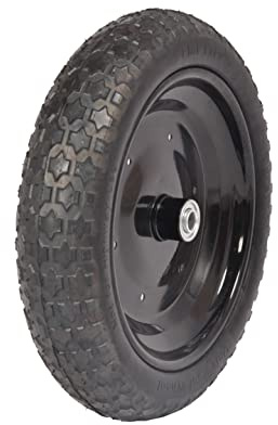 Universal Fit, Flat Free Wheelbarrow Tire and Wheel Assembly with Adapter Kit, black