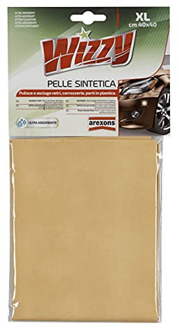 Arexons Wizzy, Finta Pelle, Panno Sintetico Per Lavare E Pulire L'Auto, Asciuga Senza Lasciare Tracce E Aloni, Ideale Su Qualsiasi Superficie, Potere Assorbente, Non Secca