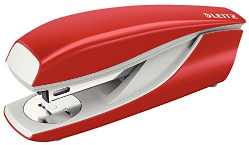 Leitz Häftapparat, 30 ark platt häftapparat, metall häftpistol med plastelement, inkl. 200 häftklamrar, NeXXt-serien, röd, 55026025