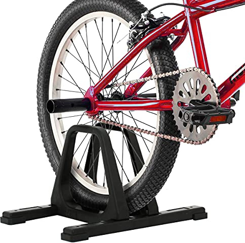 Portable Bike Stand - Floor Bike Rack for Garage - Fits BMX and Trick Bikes with 20-inch Tires for Rallies, Races, or Trailheads by Rad Sportz (Black)