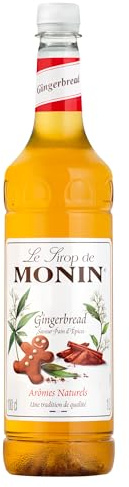 MONIN Premium Gingerbread Syrup 1L for Coffee and Cocktails. Vegan-Friendly, Allergen-Free, 100% Natural Flavours and Colourings