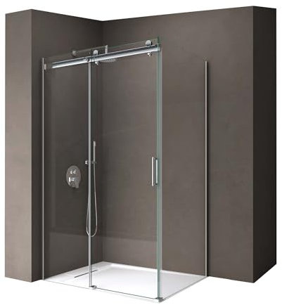 doporro Duschkabine Ravenna17 80x140x195cm Duschabtrennung mit Schiebetür inkl. 4cm flacher Duschtasse in Weiß ESG-Sicherheitsglas Klarglas inkl. beidseitiger Easy-Clean-Beschichtung