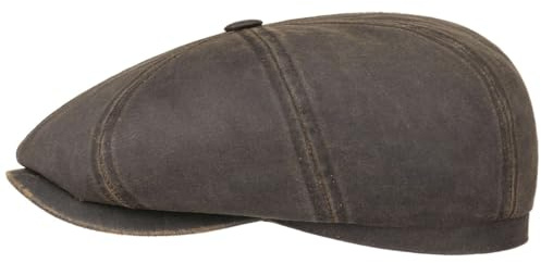 Stetson Hatteras Old Cotton glidande mössa dam/herr – Newsboy Cap UV-skydd 40 – ballongmössa vattenavvisande – sköldpadda med bomull – platt keps sommar/vinter, BRUN, S