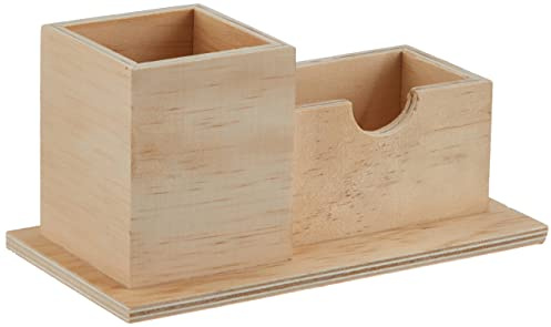 Glorex portapenne 2 Scomparti, FSC, Legno, Naturale, 19 x 10 x 10 cm