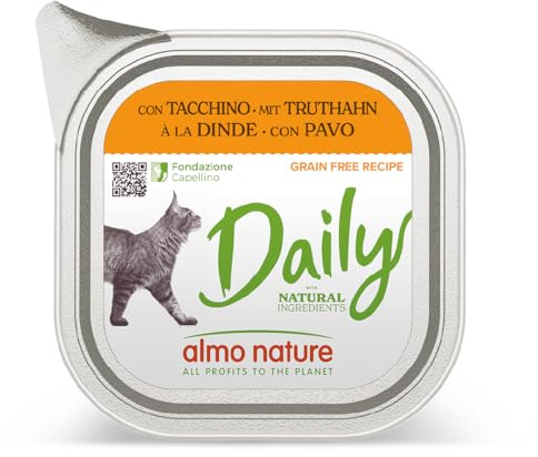 Almo Nature Daily - Cibo Umido per Gatti Adulti - Tacchino - 100 g, Confezione da 32