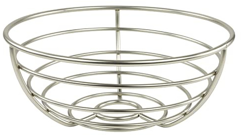 Spectrum Euro Wire Fruit Basket for Kitchen Countertop Storage, Sturdy Steel Metal Wire Decorative Fruit Bowl for Fresh Produce Vegetables Bread & Snacks Modern Open Design for Airflow, Satin Nickel