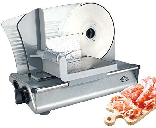 DCG Eltronic AS2470 WeGeek, Affettatrice Elettrica 150W Inossidabile con Lama di 22cm Diametro, 150 W, Acciaio Inox