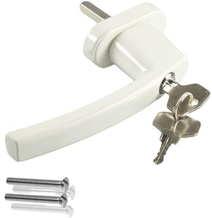 Stahlia Abschließbare Fenstergriffe Aluminium (1 Stück) Weiß Druckknöpfe Balkontürgriff Fenstersicherung Fensterbeschläge Fensterschloss