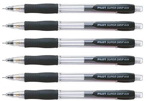 Pilot - Lote de 6 portaminas Super Grip H-185SL 0,5 mm, cuerpo negro