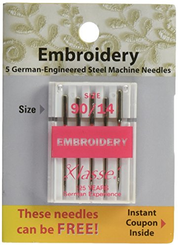 Tacony Corporation Klasse Embroidery Machine Needles, Size 14/90 5/Pkg