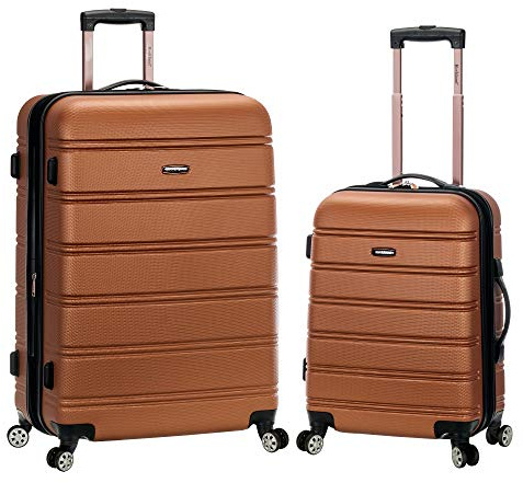 Rockland Melbourne Hardside Erweiterbares Spinner-Rad Gepäck, braun, 2-Piece Set (20/28), Melbourne Hartschalen-Koffer, erweiterbar