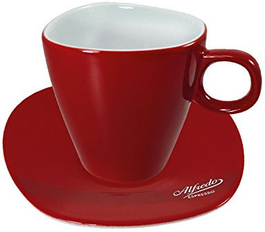 CAPPUCCINO-TASSE inkl. Untertasse in rot von Alfredo, 6 Stück