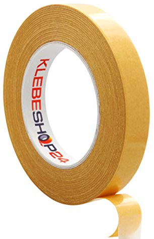 KLEBESHOP24 Nastro biadesivo per scrapbooking, carta, cartone e foto – adesivo forte per bricolage e hobby creativi – larghezza e lunghezza a scelta – 19 mm x 50 m