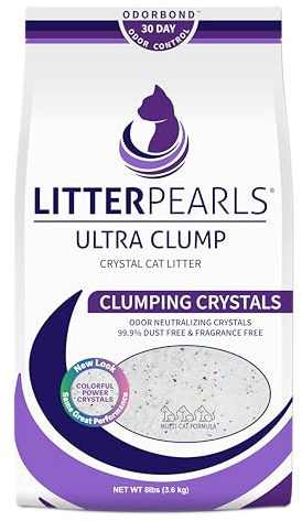Litter Pearls Ultra Clump Unscented Crystal Clumping Cat Litter with Odorbond, 8 Pounds