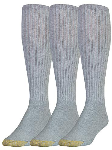 GOLDTOE Men's Ultra Tec Performance Over-The-Calf Athletic Socks, Multipairs, Grey Heather (3-Pairs), Large