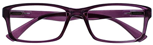OPULIZE PEP Reading Glasses for Women Men, Large Rectangular Designer Frame with Spring Hinges, Scratch Resistant, Purple +3.5 (Pack of 1)