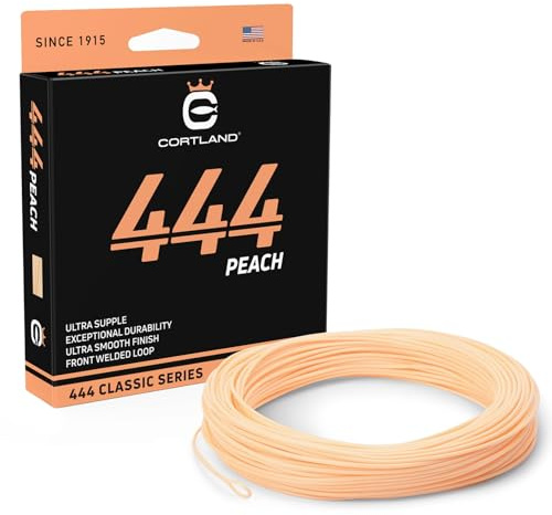 CORTLAND 444 Peach Fly Fishing Line with Front Welded Loop - 90 FT Durable Easy Casting Ultra Supple High Floating Classic Series Fly Rod Line for Freshwater, WF5F / Pack of 1