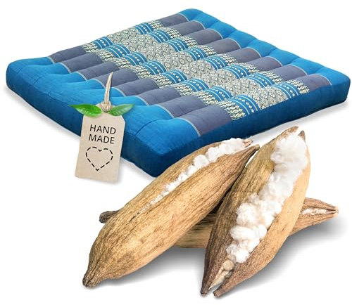 livasia Sitzkissen Stuhlauflage groß - 50x50x6cm - Bodenkissen Indoor/Outdoor, Meditationskissen Yogakissen, Stuhlauflage für Palettenmöbel, Steppkissen für Stuhl und Bank (Hellblau)