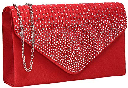 SwankySwans Damen Clutch Abby mit Strasssteinen, Umschlag-Stil, Rot, Einheitsgröße
