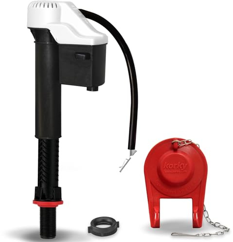 Korky 818BP QuietFILL Universal Toilet Fill Valve and Premium Flapper Easy to Install and Quiet-Made in USA, 2 Inch, Black