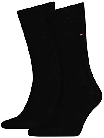 Tommy Hilfiger Classic - Chaussettes de Ville - Lot de 2 - À Logo - Homme - Noir - 43-46