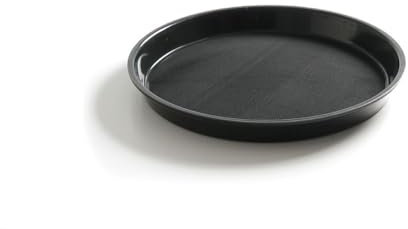 HENDI Serviertablett, rund, mit hohem Rand, Rutschfester Gummibeschichtung, Schock- und bruchfest, Gastro Tablett, Tablett, ø360x(H) 39mm, Polypropylen, Schwarz