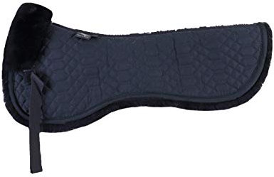 Engel Reitsport | SAKIS1-L-SCH-SCH | Sattelkissen mit echtem Merino Lammfell | Fellrand vorne | Steppstoff schwarz Fell schwarz | Grösse L