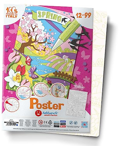 Sabbiarelli Sand-it For Fun – Poster Primavera – 1 Maxi Disegno Adesivo A3 per Sand Art | SABBIA COLORATA NON INCLUSA | Attività Manuale e Hobby Creativo per Ragazzi e Adulti 12-99 anni