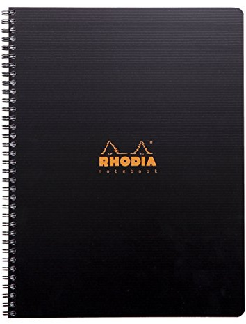 Rhodia 119900C Notizbuch (mit Doppelspiralbindung, DIN A4, 21 x 29,7 cm, kariert, 90 g, 80 Blatt) 1 Stück schwarz