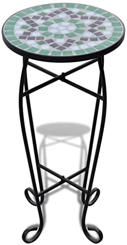 vidaXL Table d'appoint Mosaïque Vert et Blanc