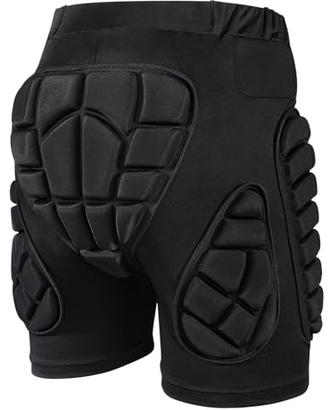 OHMOTOR 3D Padded Protective Shorts Hip Butt EVA Pad Short Pants Heavy Duty Protective Gear Guard Drop Resistance for Ski Skiing Skating Snowboard Cycling (Black, M)