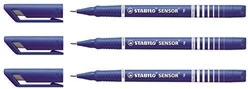 Feinschreiber STABILO sensor® 189, Strichstärke 0,3mm, Gehäuse grau, blau 10 stk