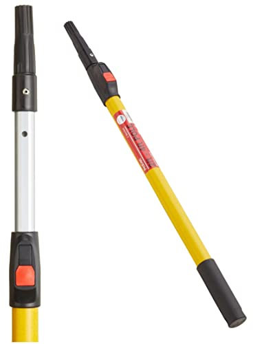 ProDec 2' - 4' (0.6-1.2m) Barra de Extensión de Fibra de Vidrio y Aluminio con Botón de Bloqueo para Marcos de Rodillos de Pintura, Proporciona un Alcance Extendido Compatible con Marcos de Tornillo