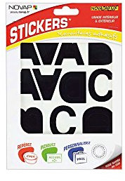 Novadhesif - Pochette lettres adhesives souples (alphabet complet) - 60 Mm - Noir