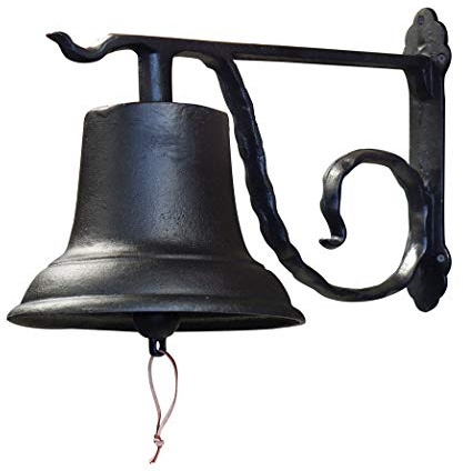 NACH Rustic Cast Iron Doorbell, Large Door Bells for Homes, Kitchen Door Bell, Dinner Bell, Black Doorbell, 19.3 x 11.8 x 13 Inches, JS-90-098