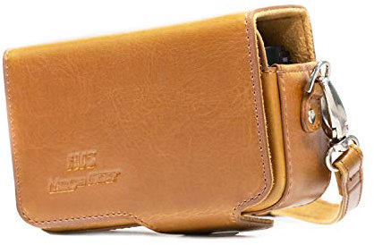 Megagear Protective Leder Brown Camera Hülle für Sony Cyber-Shot DSC-RX100 V, DSC-RX100 IV mit 24-70 mm Objektiv, DSC-RX100 III, DSC-RX100 II - Hellbraun