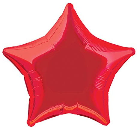 Unique Party- Globo foil helio estrella, Color rojo, 50 cm (53323) , color/modelo surtido