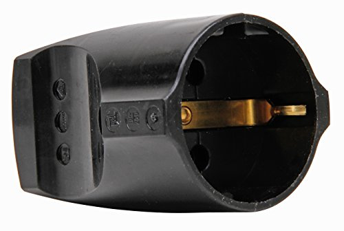 Kopp skyddskontaktkoppling, plast, IP 20, okrossbar, för kabeltvärsnitt upp till 3 x 1,5 mm², 250 V, svart, 183205003
