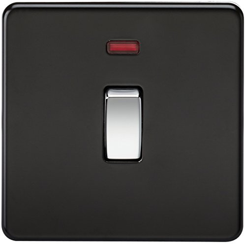 Knightsbridge SF8341NMB Screwless 20 A 1-Gang DP Switch, Matt Black with Chrome Rocker