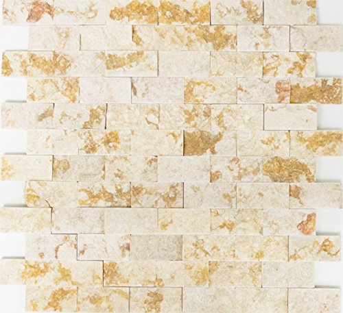 Mosaïque miroir carrelage mural Mosaïque Carreau Brick splitface Sunny Beige réseau 3 marbre pierre naturelle cuisine D Ver Blender