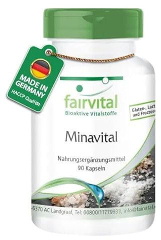 Fairvital | Minavital - 90 Kapseln - VEGAN - Multimineral Komplex mit 300mg Calcium, 100mg Magnesium, 15mg Zink, 200μg Chrom, 150μg Selen, 100μg Molybdän & 520μg Bor pro Tagesdosis - Hochdosiert