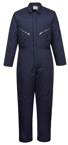 Portwest S816 Orkney Overall Med Dragkedja 8 Fickor Elastisk Midja Isolerad | Marinblå, M, EN 342, UPF 40+, Unisex, Polybomull, Fällbar Regelficka, Lappad Bakficka, Högpresterande Kingsmill-Tyg, Ärmficka