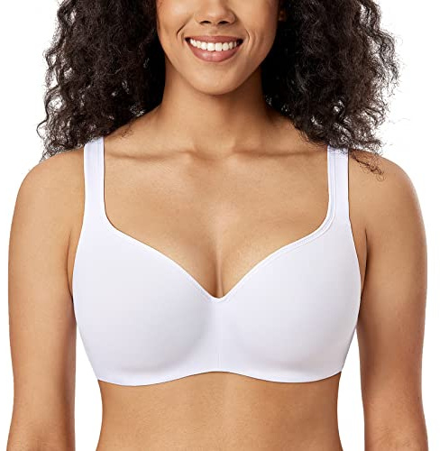 DELIMIRA Sujetador Tallas Grandes Balconette para Mujer, Moldeado con Aros Blanco 100B