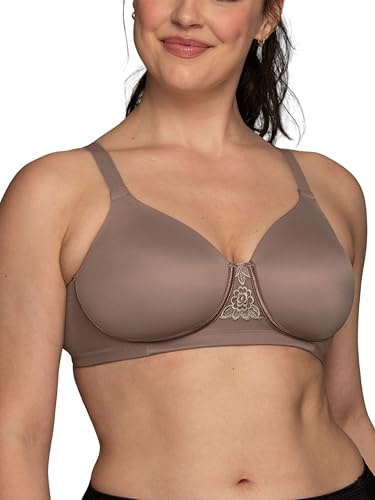 Vanity Fair Women's Full Figure Beauty Back Smoothing Bra, 4 Way Stretch Fabric, Lightly Lined Cups Up to H, Opaque, Wirefree-Walnut, 44D
