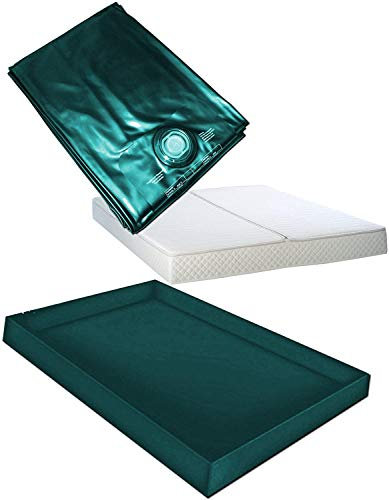 Hardside Wasserbetten Wasserkern Wasserbettmatratze Wasserbett Matratze Mono UNO + Sicherheitswanne Auslaufwanne Wanne Standup Liner + Bezug Auflage Rundumbezug (183 x 213 cm F6 (Kingsize))