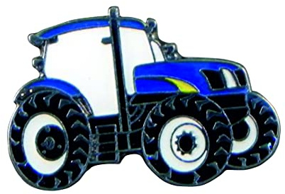 Broche en métal émaillé Ferme tracteur Bleu