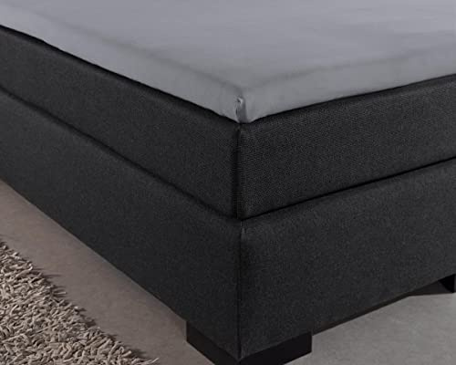 Sleeptime Spannbettlaken Topper Boxspringbett - 100% Baumwolle - Bettlaken fur Topper bis 10cm - Feuchtigkeit absorbierend und temperaturausgleichend - Grau - 180 x 200 cm