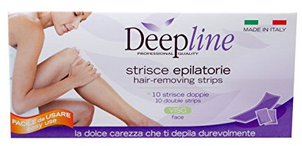 DEEPLINE 10 x Doppel-Kaltwachsstreifen für die Enthaarung im Gesichtsbereich mit GRATIS After Wax Tüchern