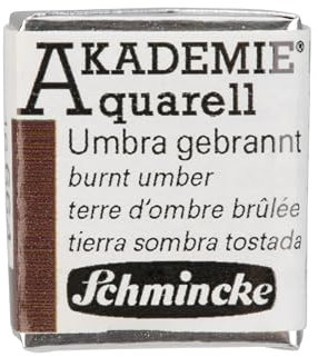 Schmincke – AKADEMIE® Aquarell, feine Künstler-Aquarellfarben, Umbra gebrannt, 16 664 044, halbes Näpfchen, Aquarellmalerei, vegane Wasserfarbe